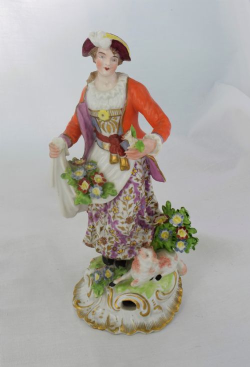 Georgian Derby Figure Dresden Shepherdess C.1820 Early 19thc Bloor Period