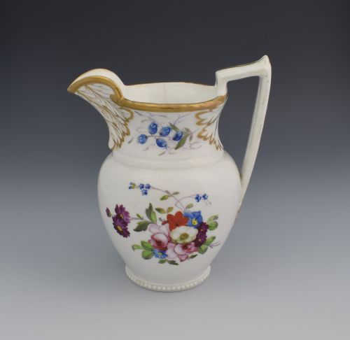 English Porcelain Possibly Rockingham Georgian Cream Jug Floral Enamels C.1825