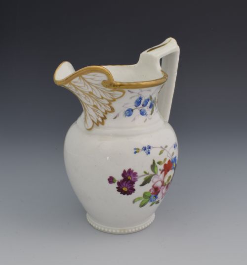 fig 1. English Porcelain Possibly Rockingham Georgian Cream Jug Floral Enamels c.1825