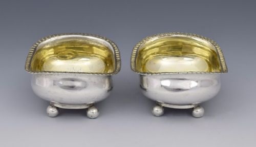 fig 1. Pair Georgian Silver Table Salts Alice & George Burrows 1809