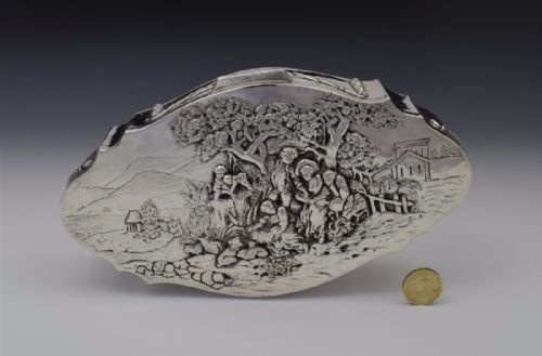 fig 1. Superb Large German Hanau Silver Embossed Table Box