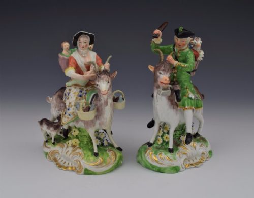 fig 1. Pair Early Derby Figures The Welch Tailor & Family N62