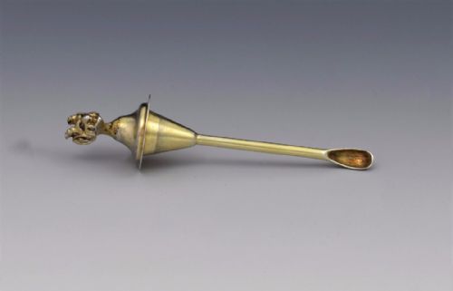 Edwardian Silver Gilt Devil Head Cayenne Pepper Spoon Hukin & Heath