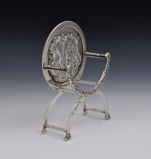 fig 1. Unusual Edwardian English Silver Miniature Chair Novelty London 1902 Batson & Son
