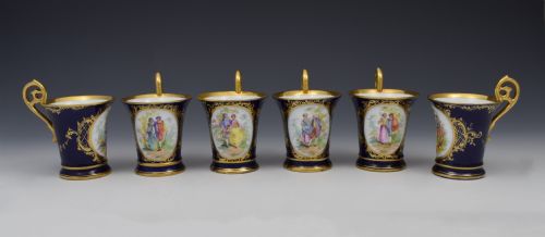 Set 6 Dresden Cabinet Cups Watteau Courting Couples