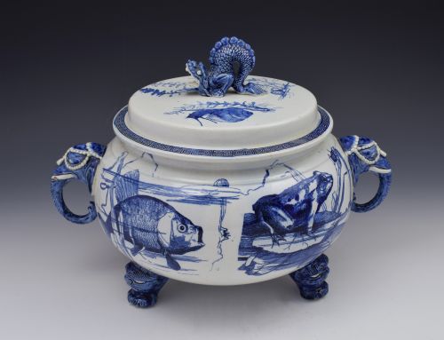19thc Choisy Le Roi Hippolyte Boulenger & Co Large Soup Tureen Thai Pattern French Faience