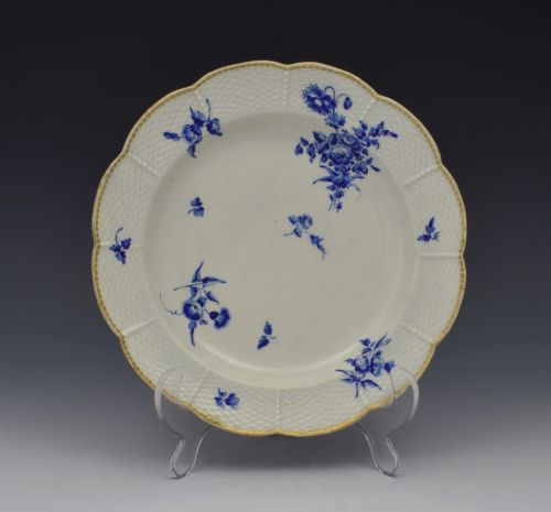 First Period Worcester Dry Blue Lobed Dessert Plate C.1775