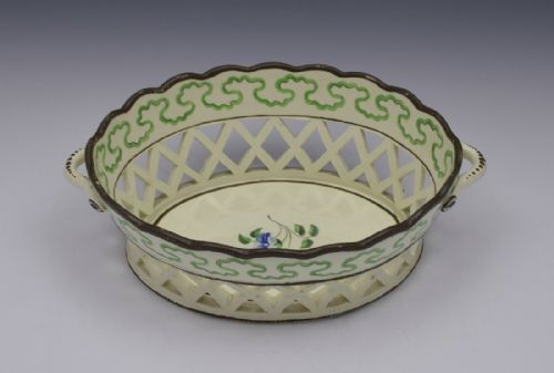 Pretty Georgian Botanical Creamware Chestnut Basket C.1770