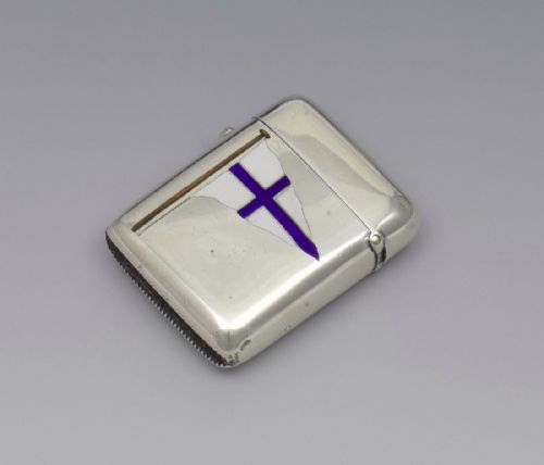 Victorian Silver & Enamel Vesta Case Thames Yacht Club Burgee