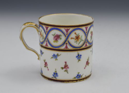 18th Century Sevres Coffee Can Gobelet Litron Marie Jeanne Barbe Bunel