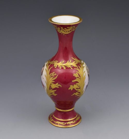 fig 1. Pretty Antique French Sevres Style Red Ground Portrait Vase