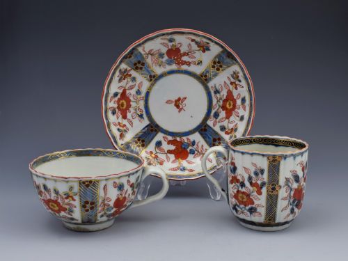 First Period Worcester Imari Trio Tea Coffee Cup & Saucer C.1770