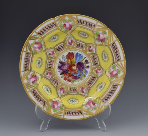 Stunning Coalport Cabinet Plate Church Gresley Pattern C.1820 Georgian Floral Enamels