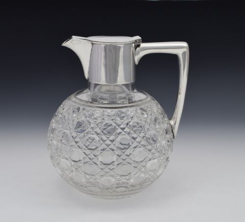 Victorian Dresser Style Silver & Cut Glass Claret Jug Barnard & Sons