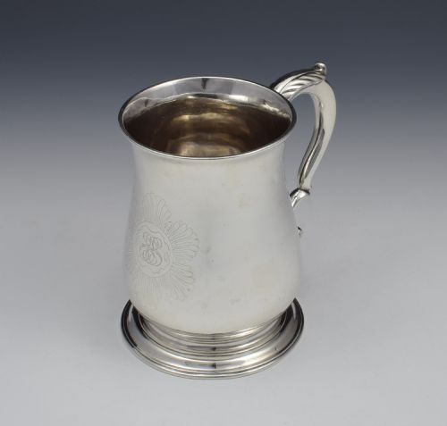 fig 1. GEORGE II SILVER 1 PINT BEER MUG TANKARD LONDON 1752 GEORGIAN