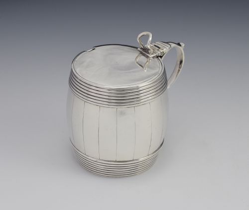 fig 1. Georgian Silver Barrel Mustard Pot Joseph Wyatt London 1792