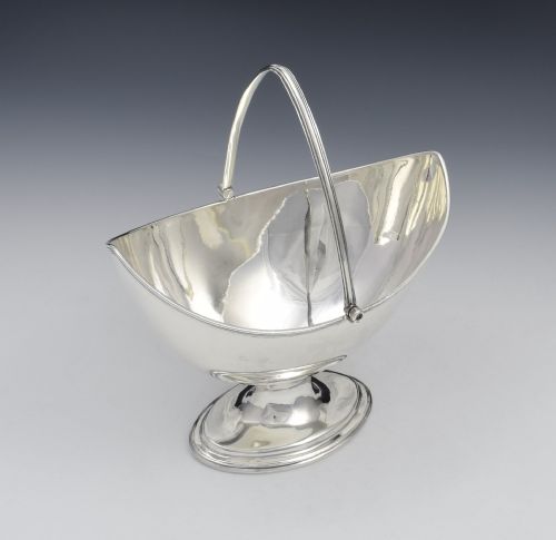 George III Silver Navette Sugar Basket Georgian