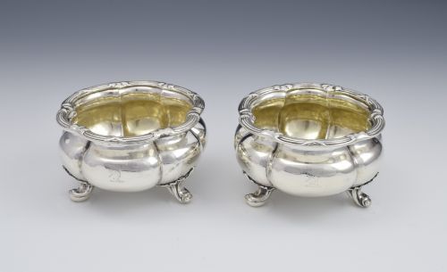 Large Pair Victorian Silver Table Salts John Samuel Hunt C.1850