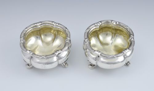 fig 1. Large Pair Victorian Silver Table Salts John Samuel Hunt c.1850