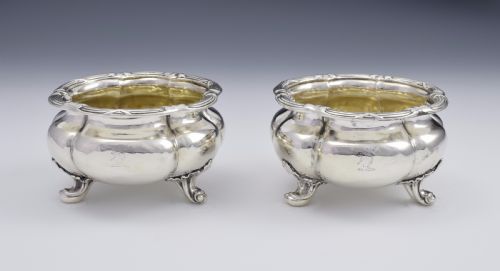 fig 2. Large Pair Victorian Silver Table Salts John Samuel Hunt c.1850