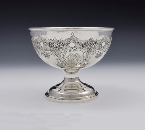 Victorian Scottish Silver Chased Pedestal Bowl Mackay & Chisholm Edinburgh