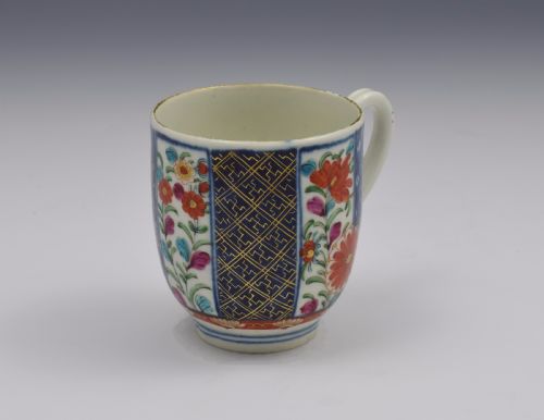 fig 1. Pretty First Period Worcester Coffee Cup Old Mosaic Pattern c.1770