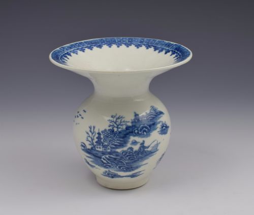 Rare First Period Worcester Spittoon Fisherman & Cormorant Pattern C.1775