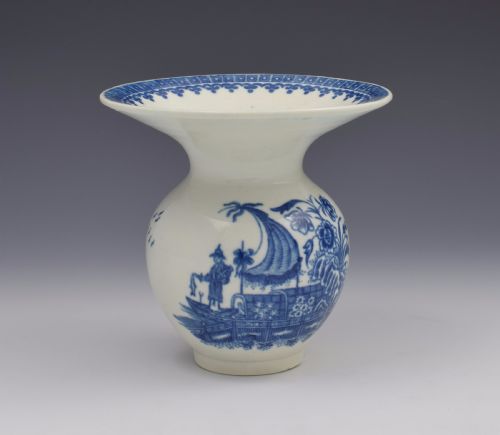 fig 1. Rare First Period Worcester Spittoon Fisherman & Cormorant Pattern c.1775