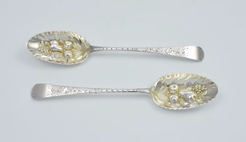 George III Pair Silver Gilt Berry Spoons 1778 London William Cattell