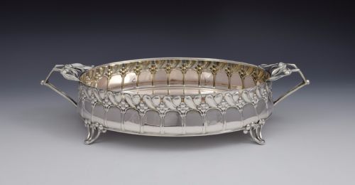 Art Nouveau German Silver Mistletoe Fruit Dish Wilkens & Sohne