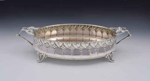 fig 1. Art Nouveau German Silver Mistletoe Fruit Dish Wilkens & Sohne