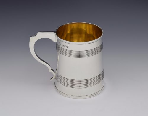 Victorian Silver 1 Pint Beer Mug Tankard Gilt Interior