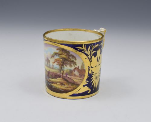 fig 1. Derby Porcelain Coffee Can Landscape Scene Abergeldie Scotland Named View