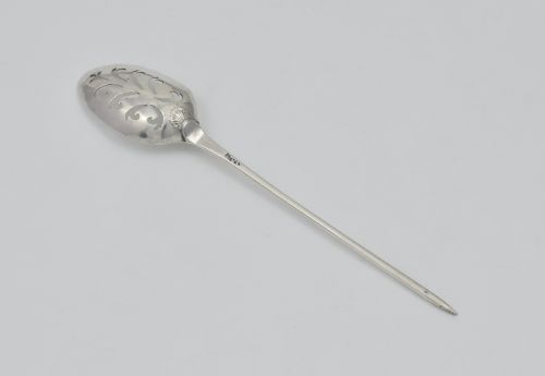 George II Shell Back Silver Mote Spoon C.1730