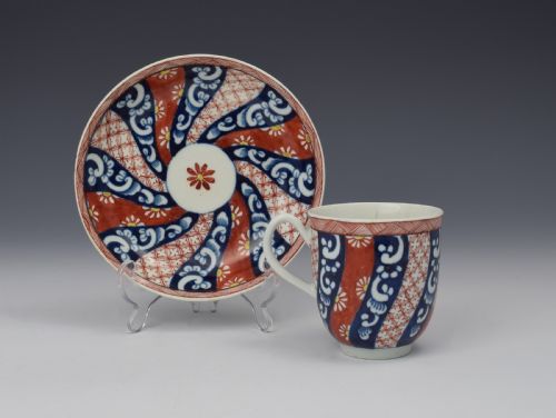fig 1. First Period Worcester Plain Queen's Pattern Cup & Saucer