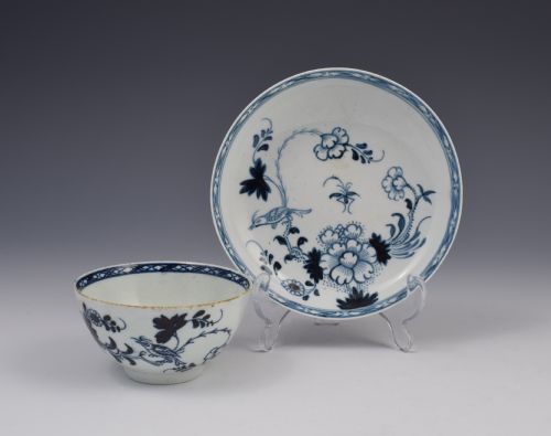 18thc Christians Liverpool Porcelain Liverbird Tea Bowl & Saucer