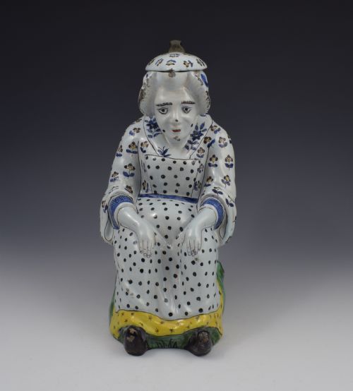fig 1. 18thC French Faience Lille Pot Jacqueline Lidded Pitcher Toby Jug