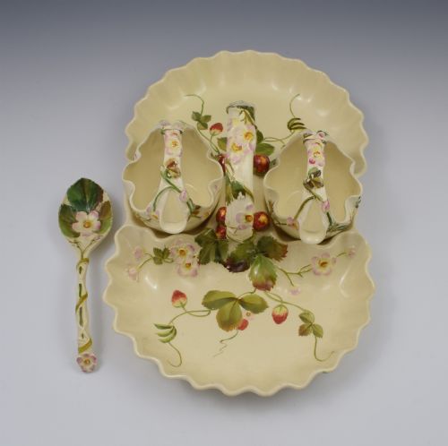 fig 1. Victorian George Jones 4 Piece Strawberry Server Set