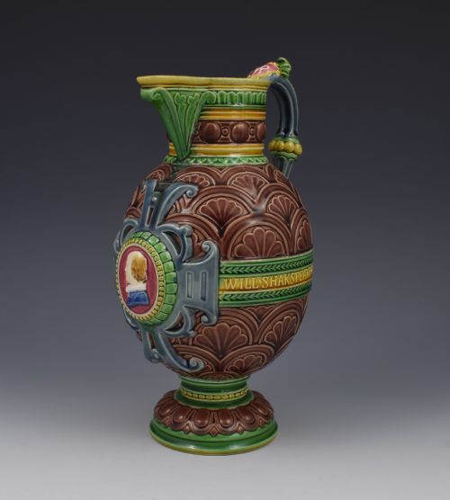 Victorian Minton Majolica the Shakespeare Jug Pitcher 1864