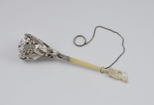 Mid 19thc French Silver & Mother of Pearl Tussie Mussie Posy Holder
