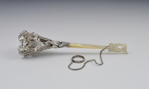 fig 1. Mid 19thC French Silver & Mother Of Pearl Tussie Mussie Posy Holder