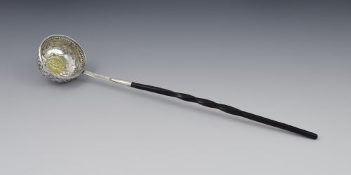 Georgian Silver Toddy / Punch Ladle Inset with Silver Gilt Coin