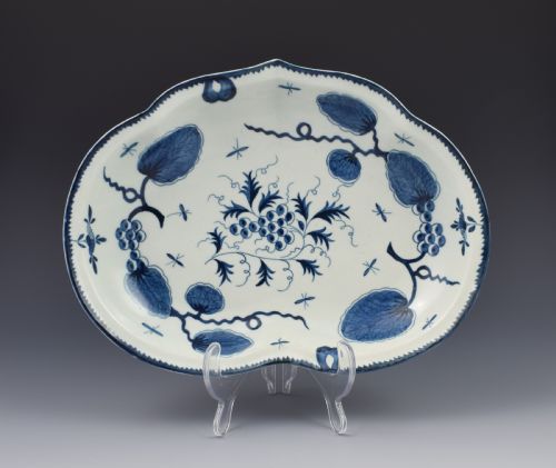 First Period Worcester Rubber Tree Plant Compotier Kidney Dish C.1770