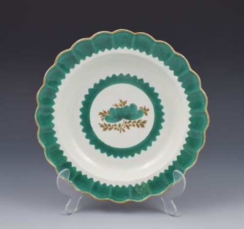 First Period Worcester Porcelain French Green Plate / Dish C.1770