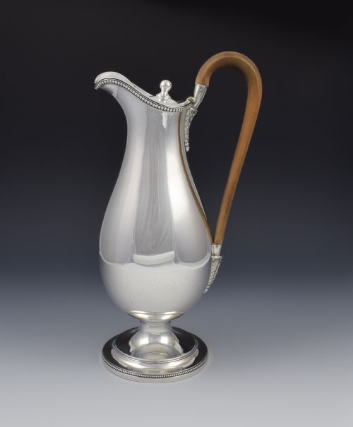 Edwardian Georgian Style Silver Baluster Wine Ewer Claret Jug