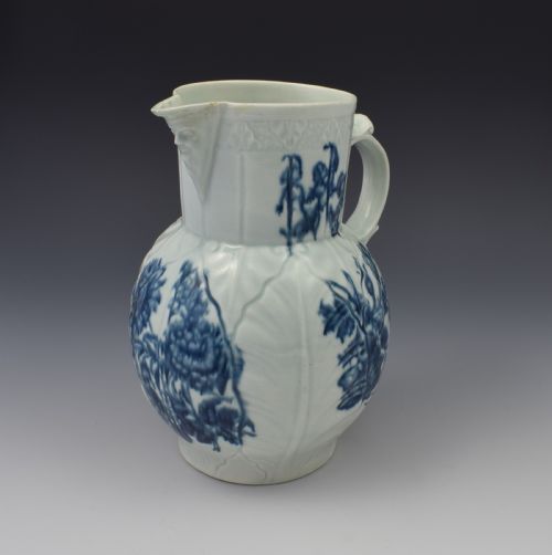 fig 1. First Period Worcester Cabbage Mask Jug Natural Sprays c.1770