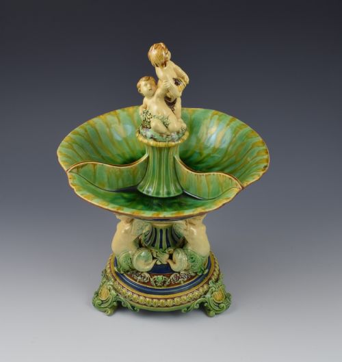 fig 1. Victorian Minton Majolica Centrepiece Sweetmeat Nut Server