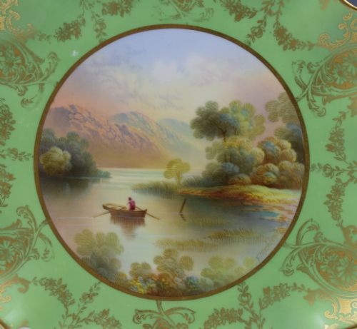fig 1. AYNSLEY CABINET Dessert PLATE F. MICKLEWRIGHT LUSS Straits Loch Lomond