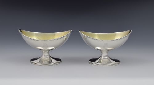 Pair Georgian Edinburgh Scottish Silver Table Salts Ayrshire Military