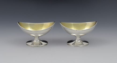 fig 1. Pair Georgian Edinburgh Scottish Silver Table Salts Ayrshire Military